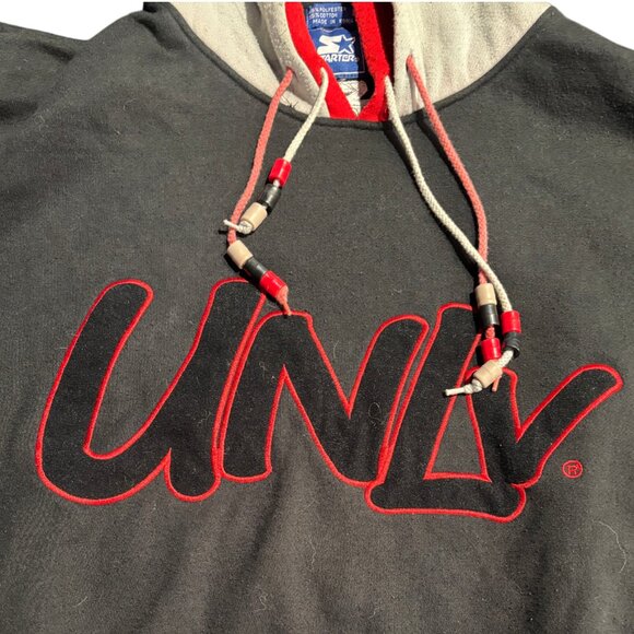 Vintage 90s UNLV NCAA Embroidered Starter Double Hood Pockets Sweatshirt Size L - Picture 3 of 11